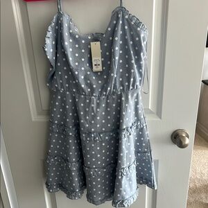 Blue Polka Dot Ruffle Dress